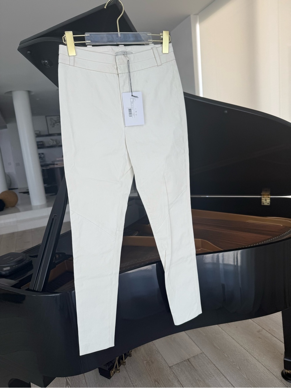 IRO lamb leather cream pants